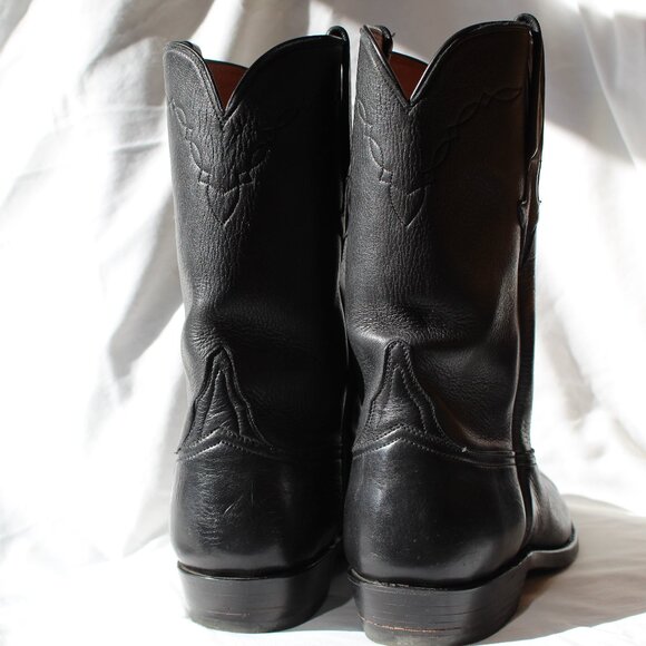 Lucchese Black Leather Boots Size 8D - Picture 9 of 16
